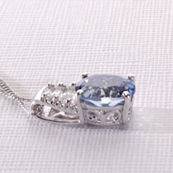 Blue Mystic Topaz Pendant Necklace 20" Chain - Picture 8 of 10